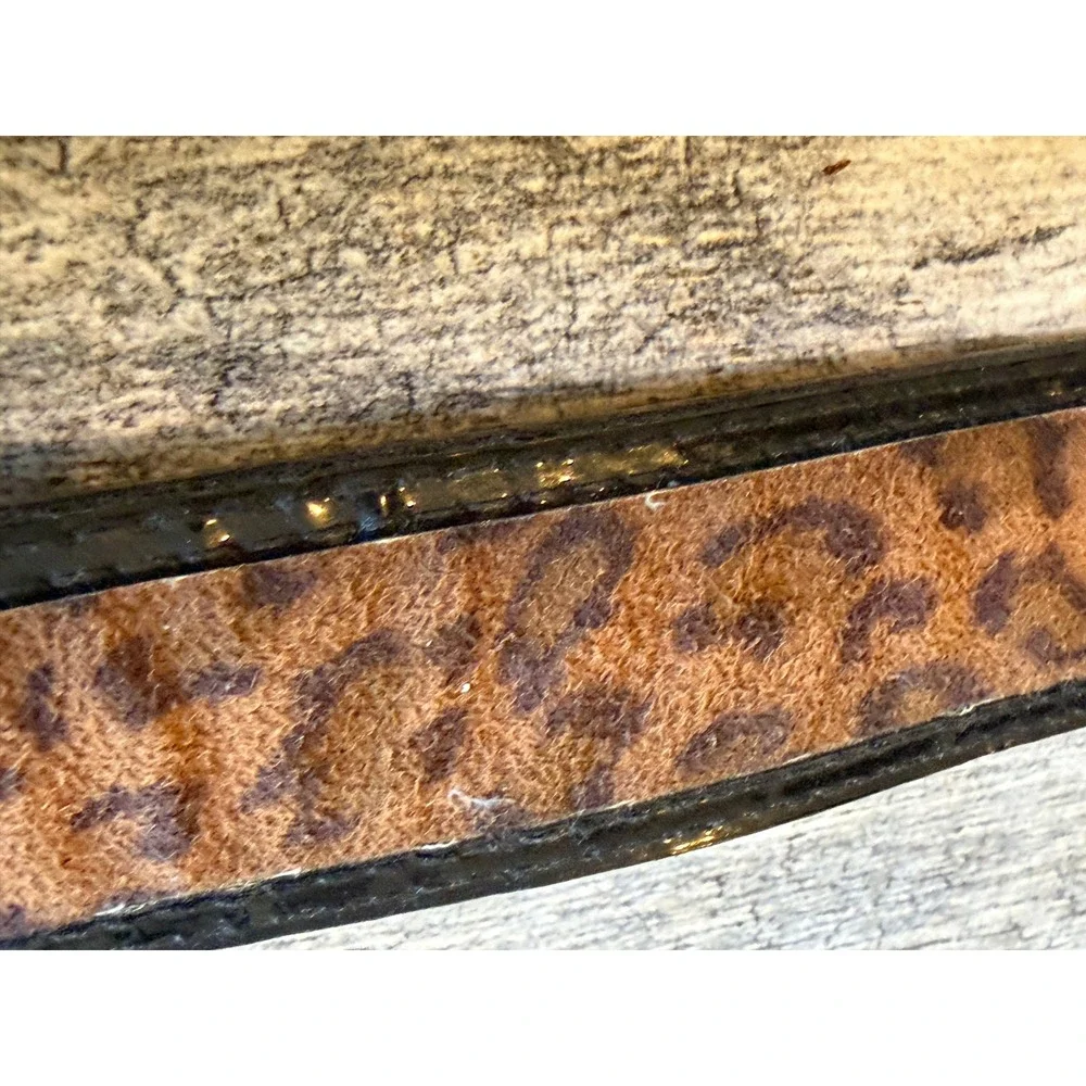 Amiee Lynn Leather Belt Medium Leopard Print Silver Buckle Womens Rodeo Western